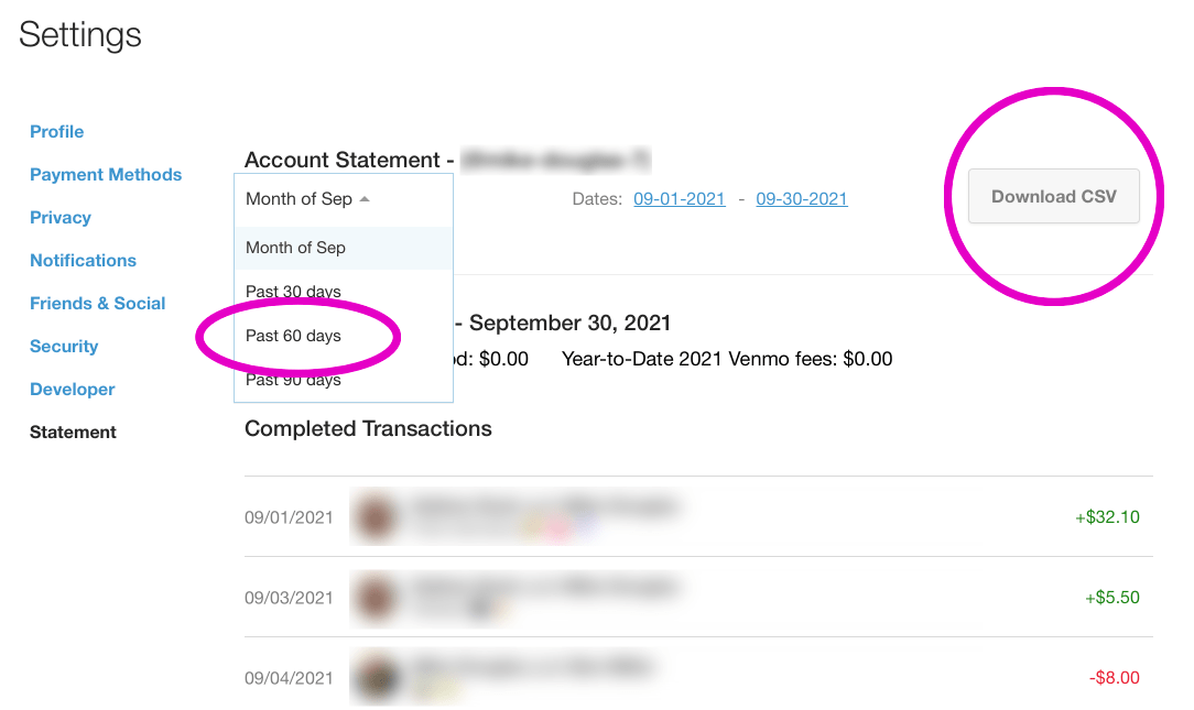 
    Find Your Statements in the Venmo Sidebar
